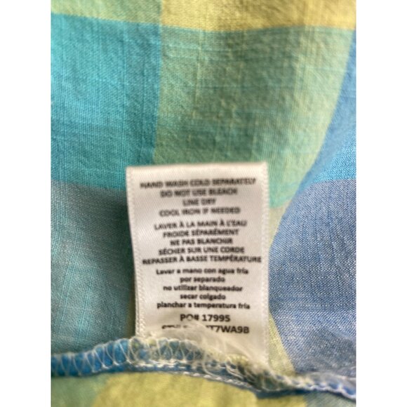 Bobeau Y2K Plaid Cold Shoulder Ruffle Top L Blue Yellow Preppy Boho Chic - Picture 5 of 7